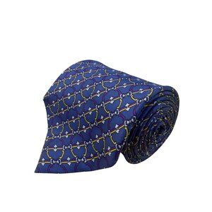 Bert Pulitzer Mens Blue Yellow Purple Silk Tie Bit Print